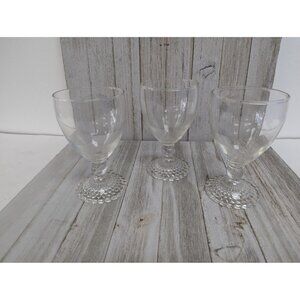 Anchor Hocking Bubble Foot Water Wine Goblet Glasses 5 1/2" Stemmed Set of 3